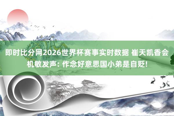 即时比分网2026世界杯赛事实时数据 崔天凯香会机敏发声: 作念好意思国小弟是自贬!
