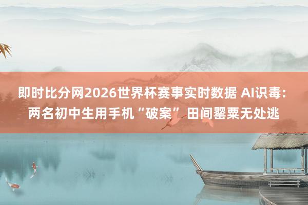 即时比分网2026世界杯赛事实时数据 AI识毒: 两名初中生用手机“破案” 田间罂粟无处逃