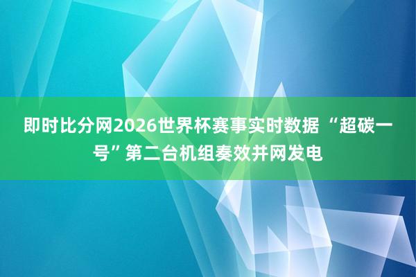 即时比分网2026世界杯赛事实时数据 “超碳一号”第二台机组奏效并网发电