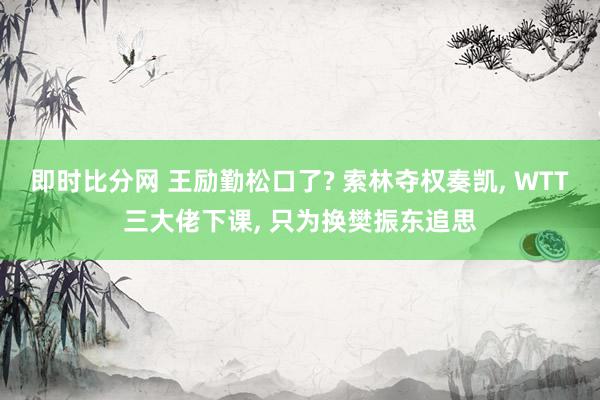 即时比分网 王励勤松口了? 索林夺权奏凯, WTT三大佬下课, 只为换樊振东追思